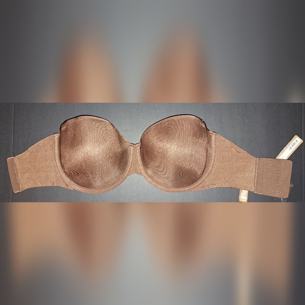 💕NWT SKIMS Weightless Lightly Lined  Strapless Underwire Bra Brown Cocoa 32DDDD - Picture 3 of 13